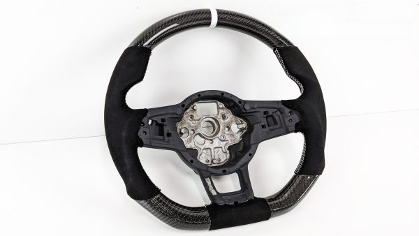 Carbon Alcantara Steering Wheel White Stitching / White Line for VW GOLF Jetta Polo Tiguan MK7 R GTI