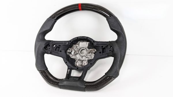 Carbon Leather Steering Wheel Black Stitching Red Line for VW GOLF Jetta Polo Tiguan MK7 R GTI