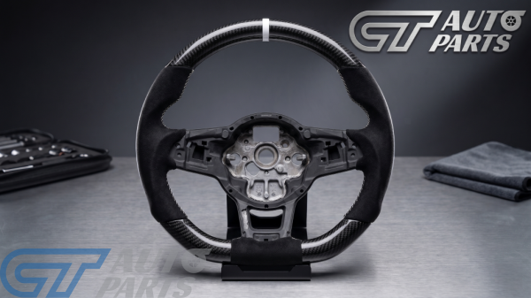 Carbon Fibre & Alcantara Steering Wheel (White Line) - VW Golf MK7 GTI/R, Polo, Tiguan