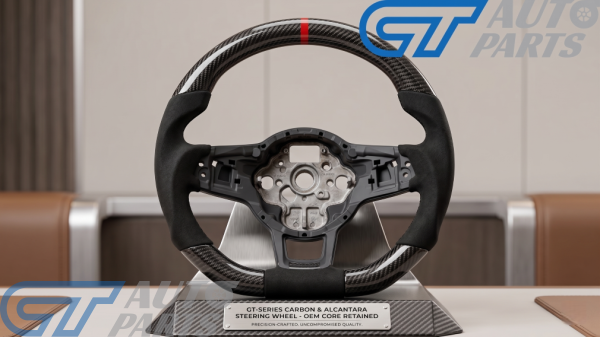 Carbon Fibre & Alcantara Steering Wheel (Red Line) for VW Golf MK7 GTI/R, Jetta, Polo, Tiguan