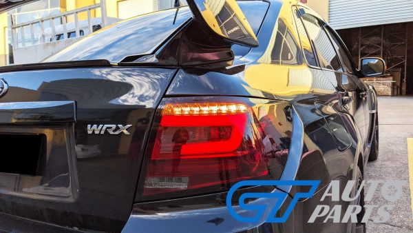 Smoke Red LED Taillights Dynamic Signal for 08-13 Subaru Impreza WRX STI G3 4D tail lights