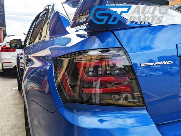 Black Red LED Taillights Dynamic Signal for 08-13 Subaru Impreza WRX STI G3 4D tail lights