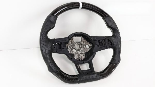 Carbon Leather Steering Wheel White Stitching / White Line for VW GOLF Jetta Polo Tiguan MK7 R GTI