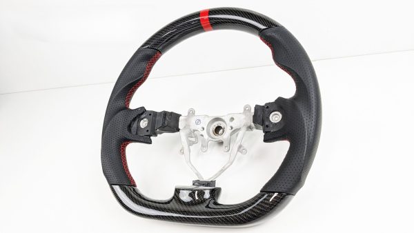 Carbon Leather Steering Wheel Red Stitching +Centre Line for 08-13 Subaru Impreza WRX STI RX G3