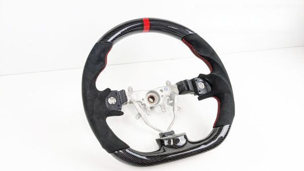 Carbon Alcantara Steering Wheel Red Stitching +Centre Line for 08-13 Subaru Impreza WRX STI RX G3