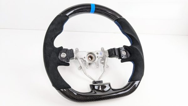Carbon Alcantara Steering Wheel Blue Stitching Blue Line for 2008-2013 Subaru Impreza WRX STI RX G3