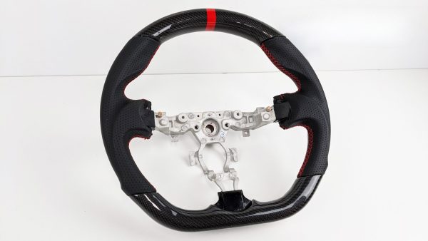 Carbon Fibre Leather Steering wheel RED Stitching / Red Centre Line for Nissan 370Z 2008+
