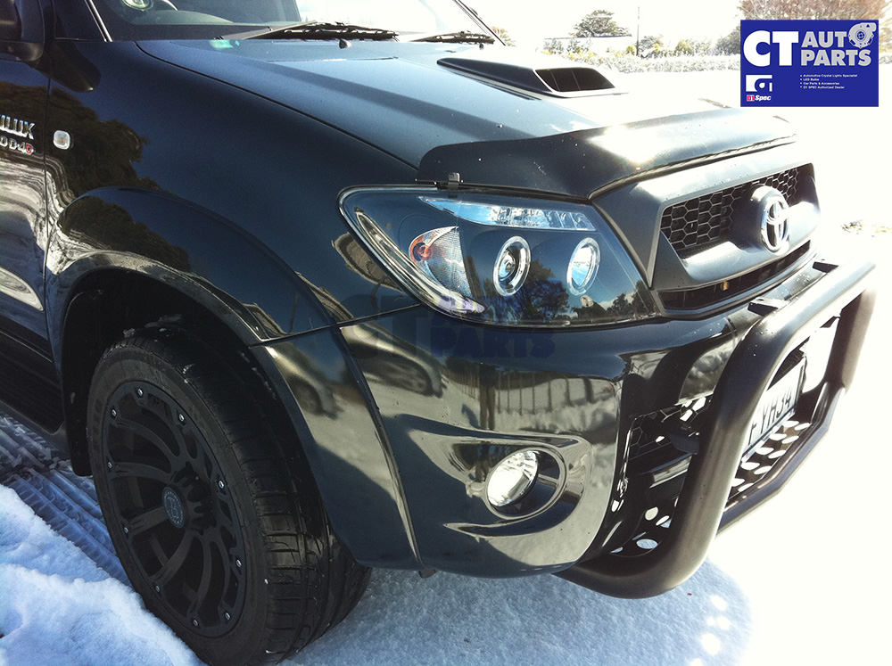 BLACK LED Twin Halo Projector Headlights for 0510 TOYOTA HILUX SR5
