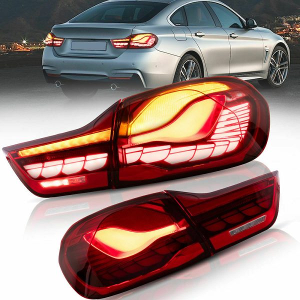 Clear Red 3D OLED Sequential Tail Lights For 14-20 BMW F32 F33 F82 F83 M4 4 series taillights