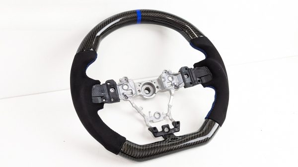 Carbon Fibre Alcantara Steering Wheel Blue Line+ Stitching for 15-21 Subaru WRX STI Levorg