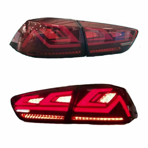 Clear Red 3D V3 LED Tail lights for 07-18 Mitsubishi Lancer CJ EVO X VRX taillights