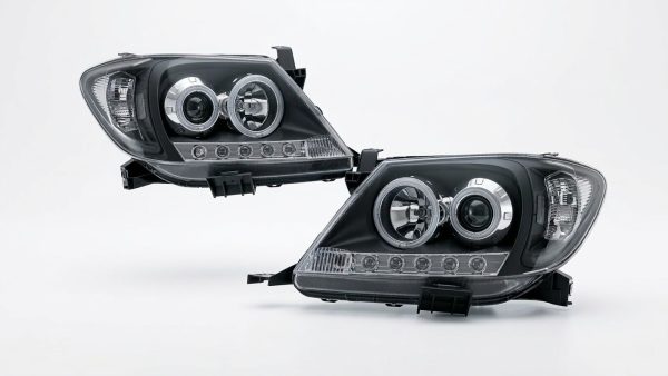 Black Ultra LED DRL Halo Projector Headlights for 2005-2010 TOYOTA HILUX VIGO SR5 Head lights