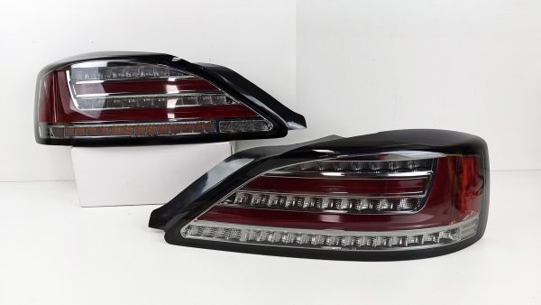 Smoke Fiber Sequential LED Taillights for 99-02 Nissan Silvia 200SX S15 Spec R black chrome tail lights