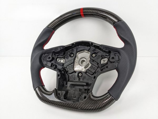 Carbon Fibre Leather Red Centre Line Red Stitching Steering Wheel For 19-24 Toyota Supra GR A90 A91 GT GTS