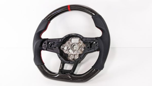 Carbon CF Leather Steering Wheel Red Stitching / Red Line for VW GOLF Jetta Polo Tiguan MK7 R GTI