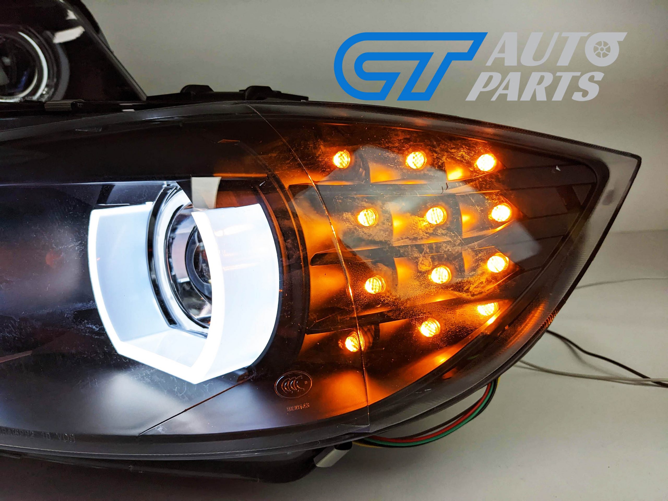 Black 3D LED DRL Projector LED Signal Head Lights for 09-12 BMW 3-Series  E91 E90 Sedan CT AutoParts