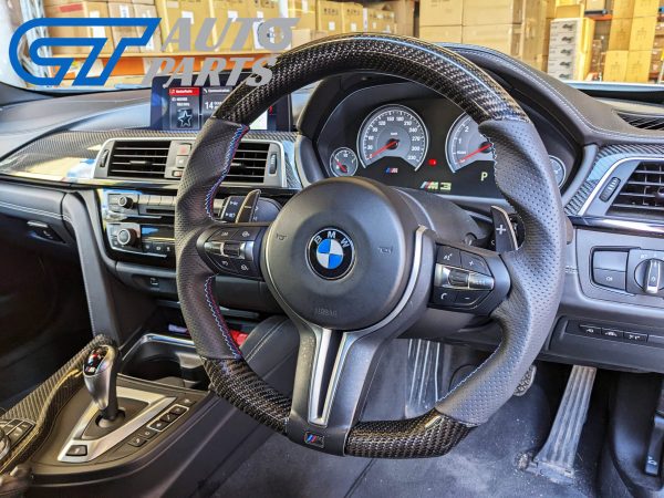 Carbon CF Leather D Shape Steering Wheel for 12-19 BMW M3 M4 F80 F82 Competition