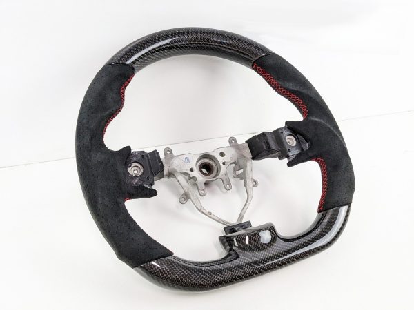Carbon Alcantara Steering Wheel Red Stitching for 08-13 Subaru Impreza WRX STI RX G3