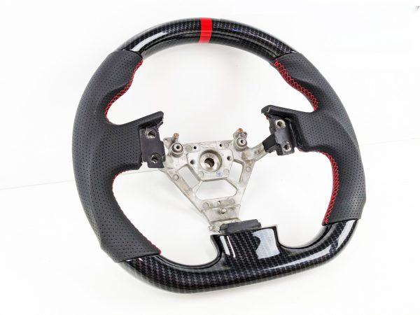 Hydro Carbon Leather Steering Wheel Red Stitching +Centre Line for 01-06 NISSAN INFINITI G35 V35 350GT