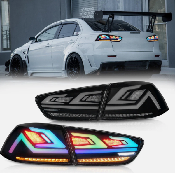 Smoke RGB 3D LED Tail lights for 07-18 Mitsubishi Lancer CJ EVO X VRX taillights