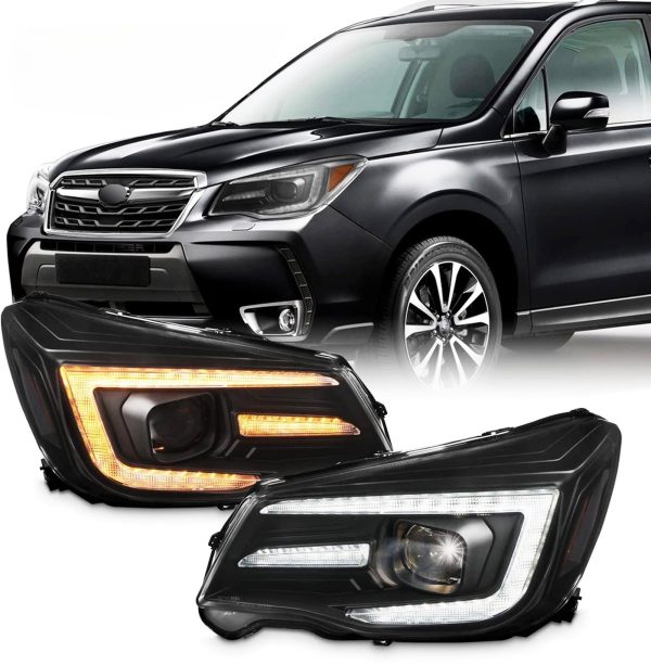 LED DRL Projector Sequential Headlights for 13-18 Subaru Forester S4 Factory XENON Type