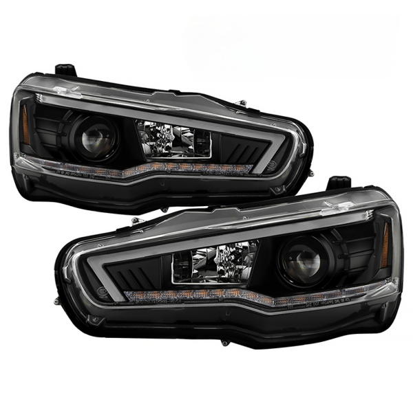 V3 LED DRL Dynamic Projector Headlights for 07-17 Mitsubishi Lancer CJ EVO X VRX HID Type