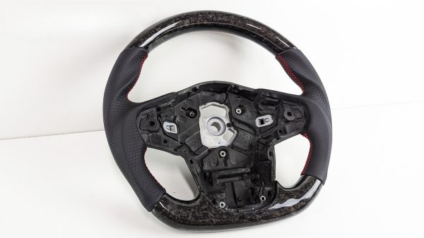Forged Carbon CF Leather Red Stitching Steering Wheel For 19-24 Toyota SUPRA GR A90 A91 GT GTS