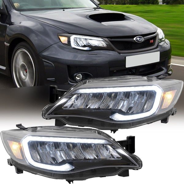 VLAND FULL LED Reflector Headlights For 08-13 Subaru Impreza WRX STI G3