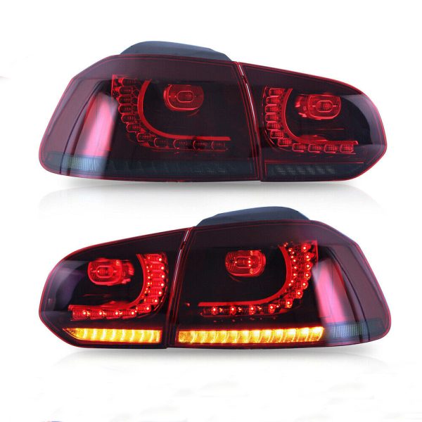 Golf R Style Smoke Red Full LED Taillights for 2009-2013 VW Golf 6 VI MK6 TSI TDI GTI