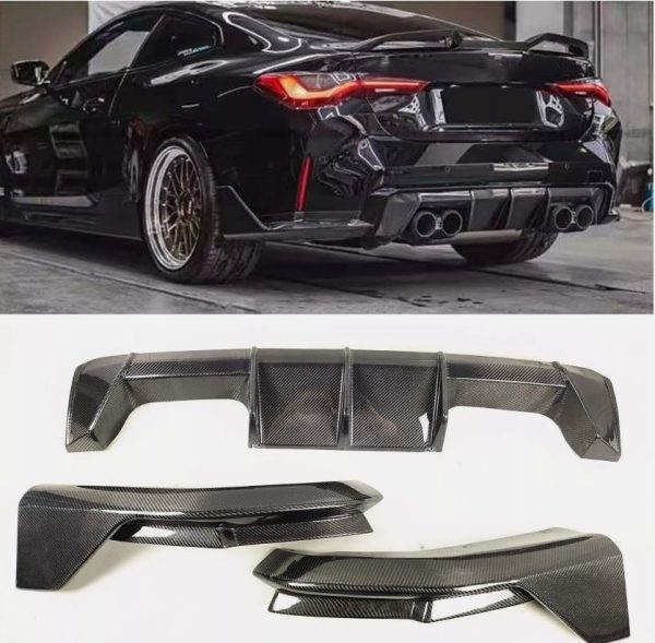 M Performance Style Carbon Diffuser Rear splitter 3pcs for 2021-2024 BMW M3 M4 G80 G82