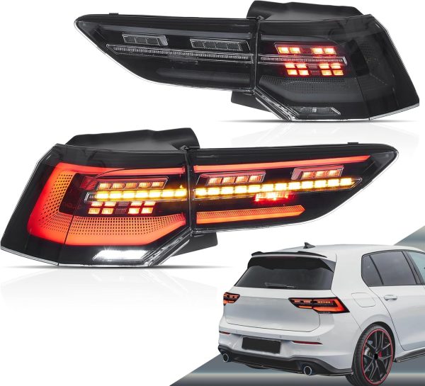 MK8 R Style Smoke LED Dynamic Tail lights for 2021-2024 VW Golf 8 VIII taillights