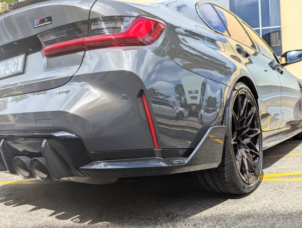 Dry Carbon Fiber Rear Bumper Side Splitter For 21-24 BMW M3 G80