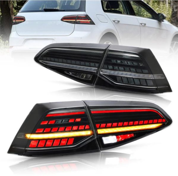 R Style Smoke Full LED Dynamic Tail lights for 2014-2018 VW Golf 7 VII taillights