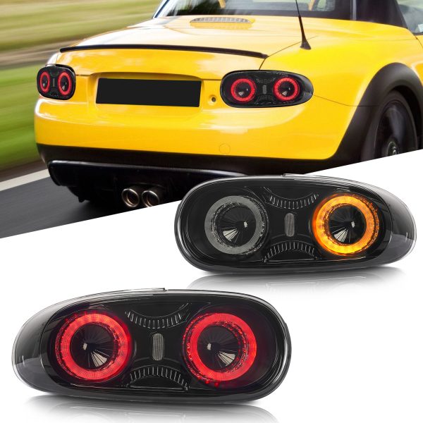 Smoke Full LED Sequential Indicators Tail Lights for 05-15 Mazda MX5 NC taillights