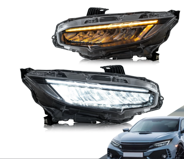 Full LED Projector Headlights Sequential DRL for Honda Civic 16-21 Type R FK7 FK8