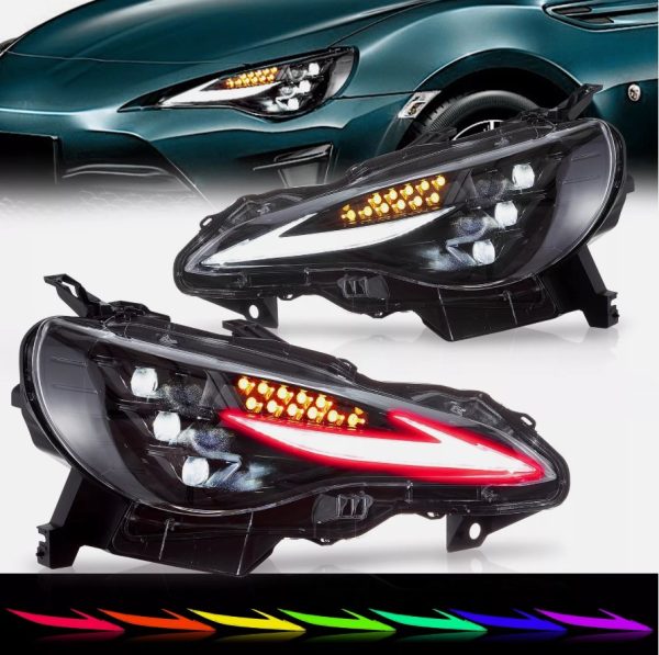 3D V2 LED RGB Projector Headlights W/Animation for 12-20 Subaru BRZ Toyota 86