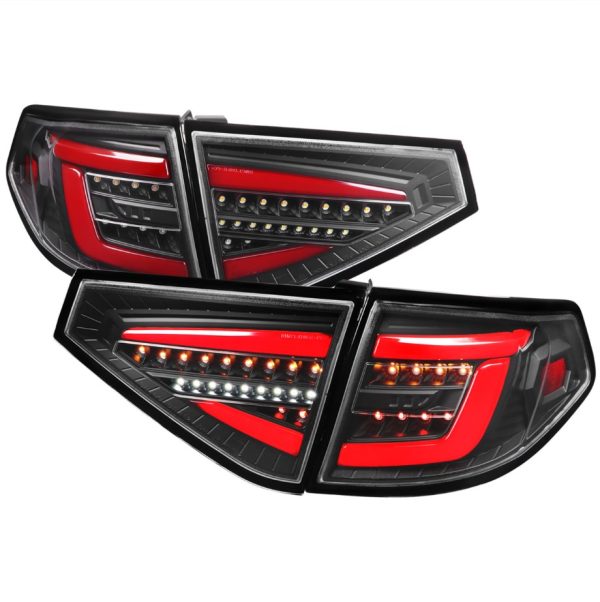 Spec D Jet Black 3D LED Tail light Dynamic Signal for 08-13 Subaru Impreza G3 WRX RS STI Hatchback taillights