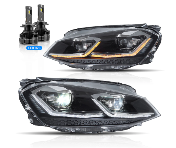 LED Projector Headlights For Volkswagen Golf 7 MK7 2013-2018 Silver Stripe