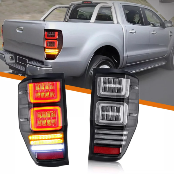 Black 3D LED Tail Lights Dynamic Blinker for 11-20 Ford Ranger MK1 MK2 WildTrak Taillights