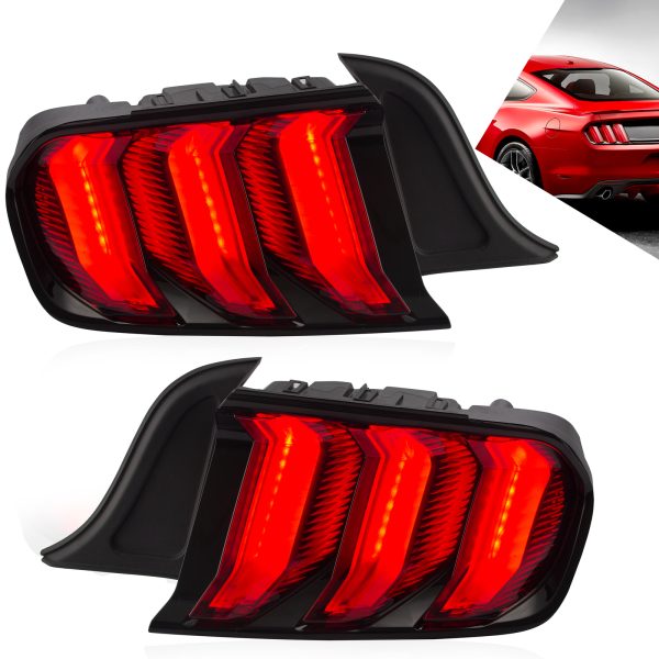 Ford Mustang 2015–2020 Red LED Tail Lights | 5-Mode Sequential Indicators
