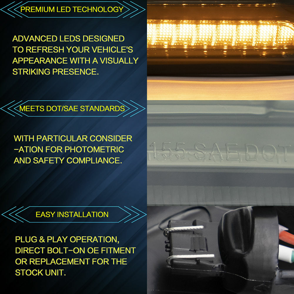 VLAND Smoked LED Tail Lights For 2008-2019 20 Mitsubishi Lancer Start-up Animation