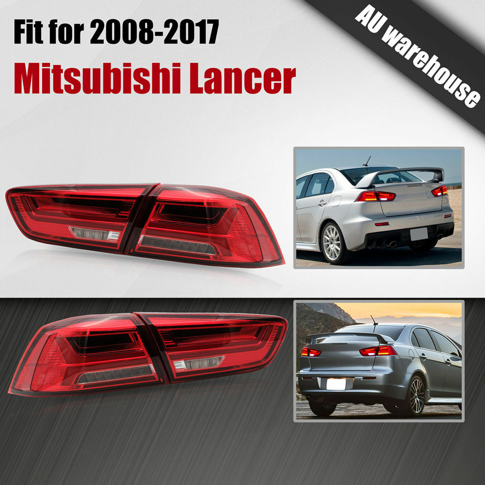 VLAND Red LED Tail Lights for Mitsubishi Lancer CJ/CF & EVO X 2008–2020 Start-up animation