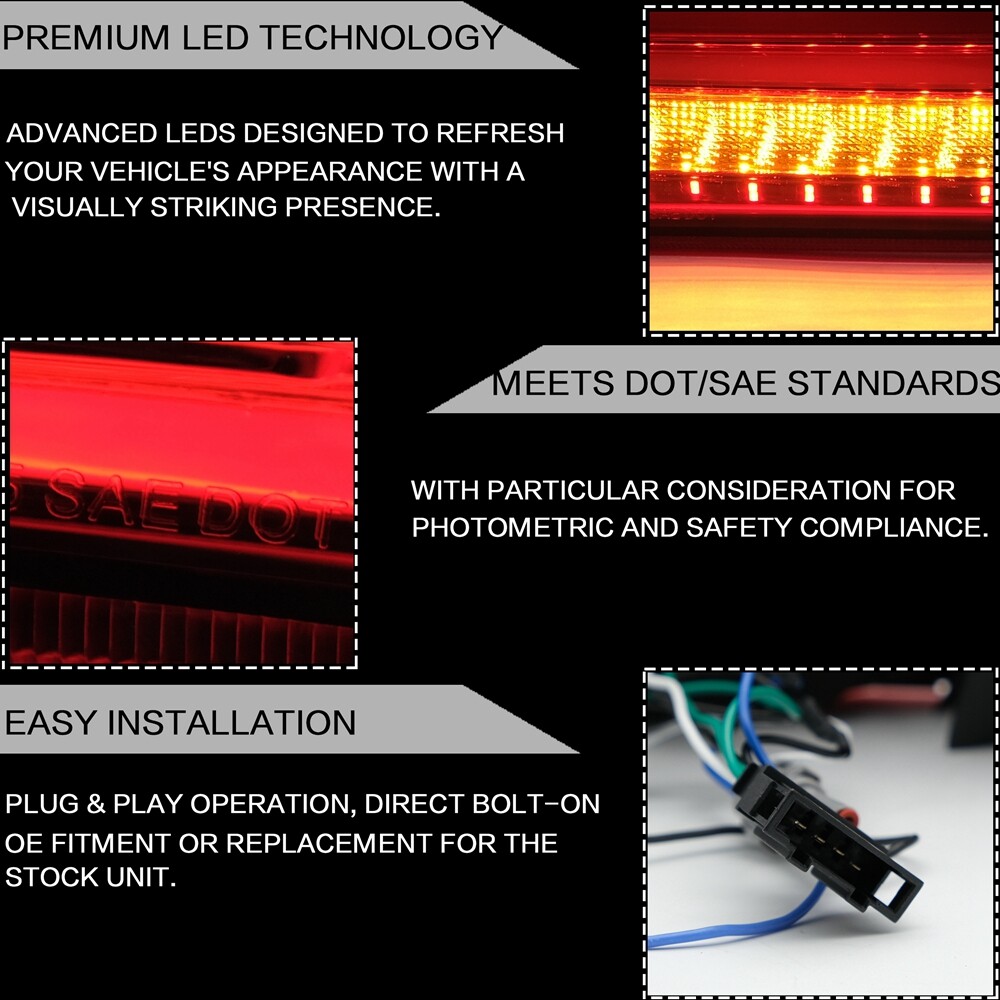 VLAND Red LED Tail Lights for Mitsubishi Lancer CJ/CF & EVO X 2008–2020 Start-up animation