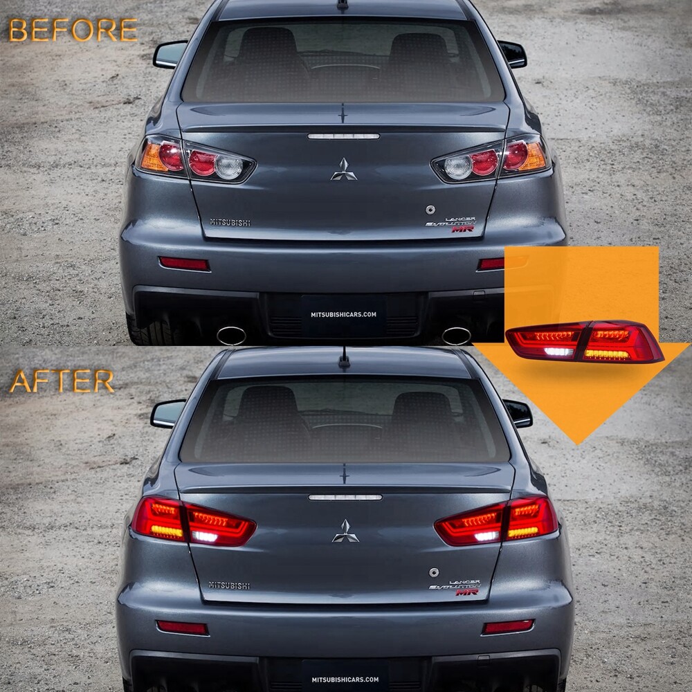 VLAND Red LED Tail Lights for Mitsubishi Lancer CJ/CF & EVO X 2008–2020 Start-up animation