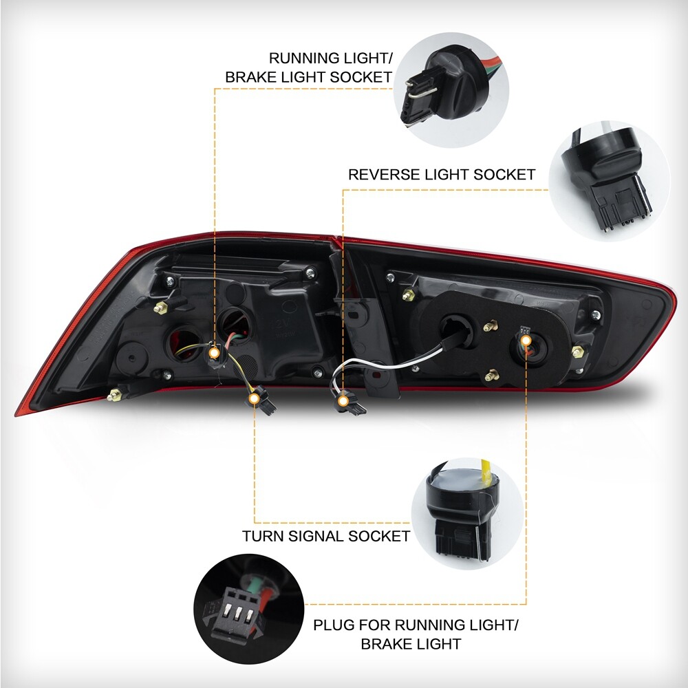 VLAND Red LED Tail Lights for Mitsubishi Lancer CJ/CF & EVO X 2008–2020 Start-up animation