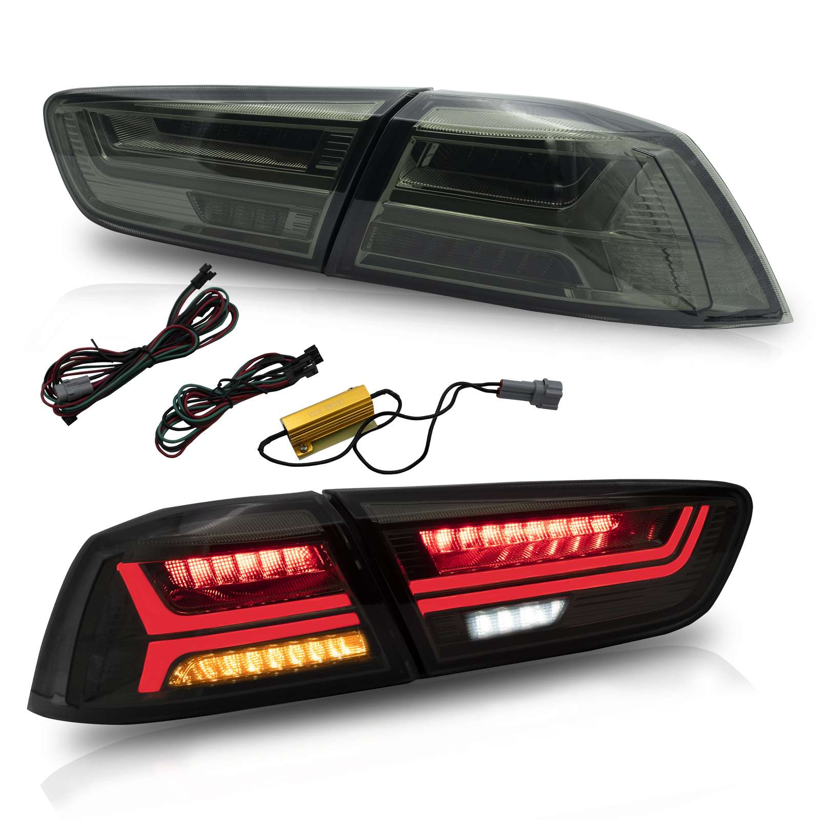VLAND Smoked LED Tail Lights For 2008-2019 20 Mitsubishi Lancer Start-up Animation