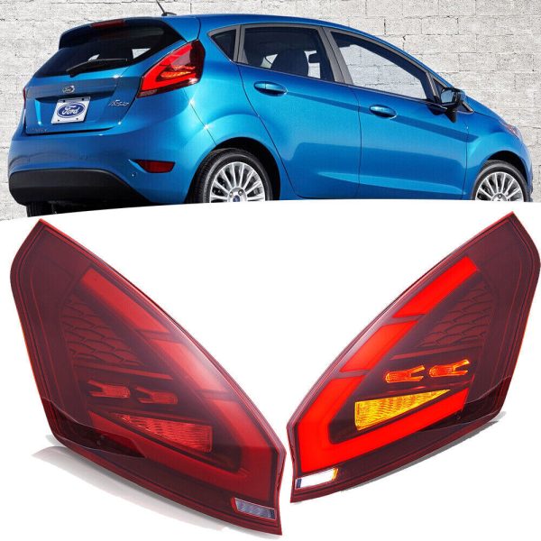 VLAND Full RED LED Tail Lights For Ford Fiesta Hatchback 2009-2017 Rear Lamp Pair