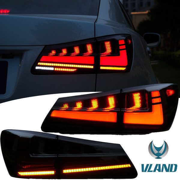 VLAND Smoked LED Tail Lights with Dynamic Sequential Indicators for Lexus IS250 / IS350 / IS F 2005–2014
