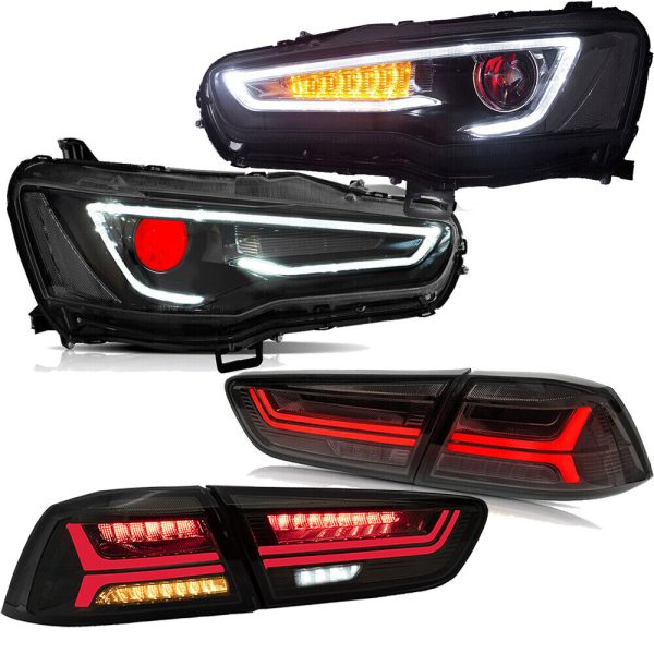 Mitsubishi Lancer & EVO X LED Lighting Kit (2008-2020) – Black Demon Eye Headlights & Sequential Taillights with Startup Animation