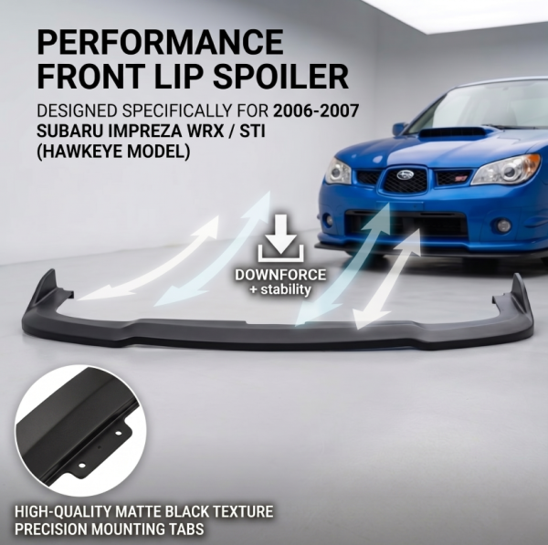 CS2 Style Front Bumper Lip Spoiler for 05-07 Subaru Impreza WRX & STI (Hawkeye)
